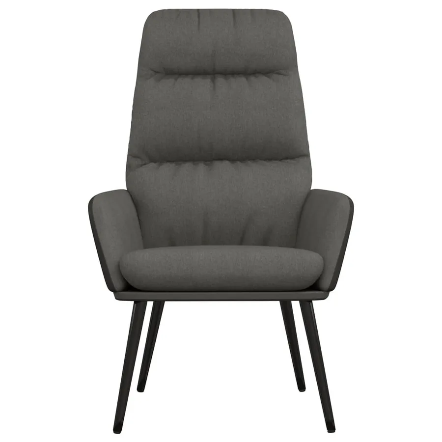 Chaise de relaxation avec tabouret Gris foncé Tissu similicuir - 7