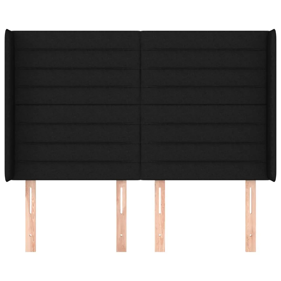 Tête de lit avec oreilles Noir 147x16x118/128 cm Tissu - 3
