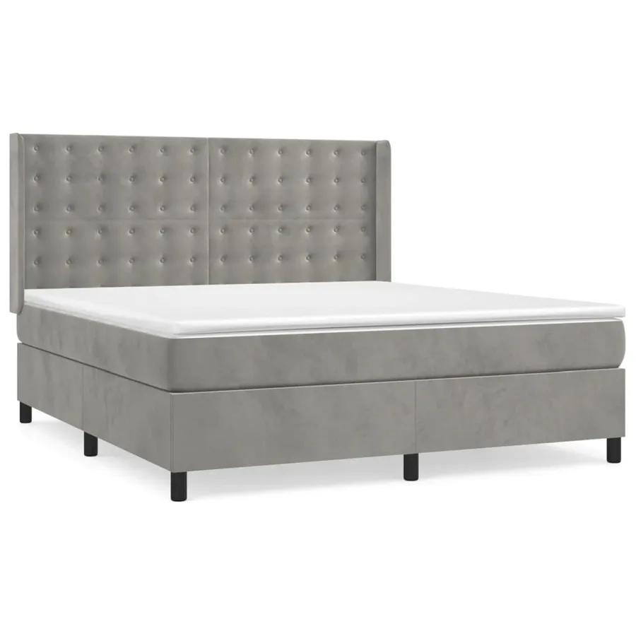 Sommier à lattes de lit et matelas Gris clair 160x200cm Velours - 2