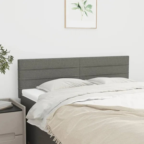 Têtes de lit Gris foncé 144x5x78/88 cm Tissu