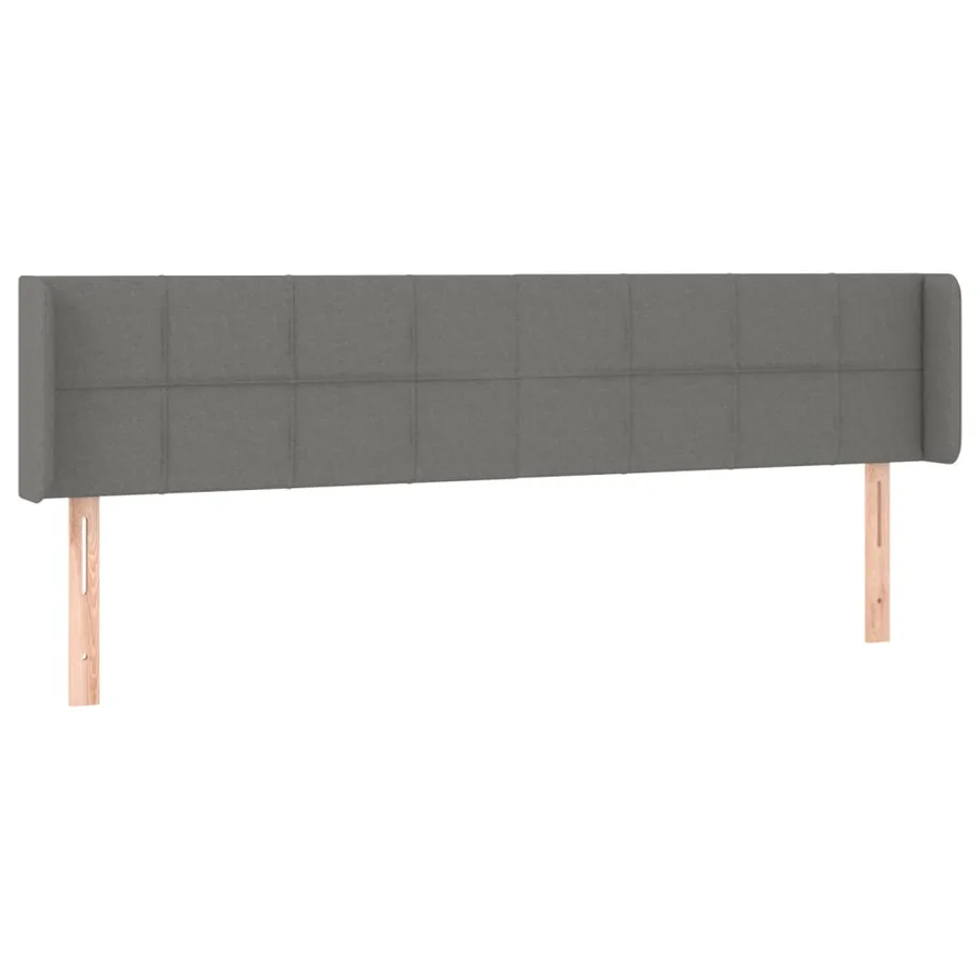 Tête de lit avec oreilles Gris foncé 203x16x78/88 cm Tissu - 2