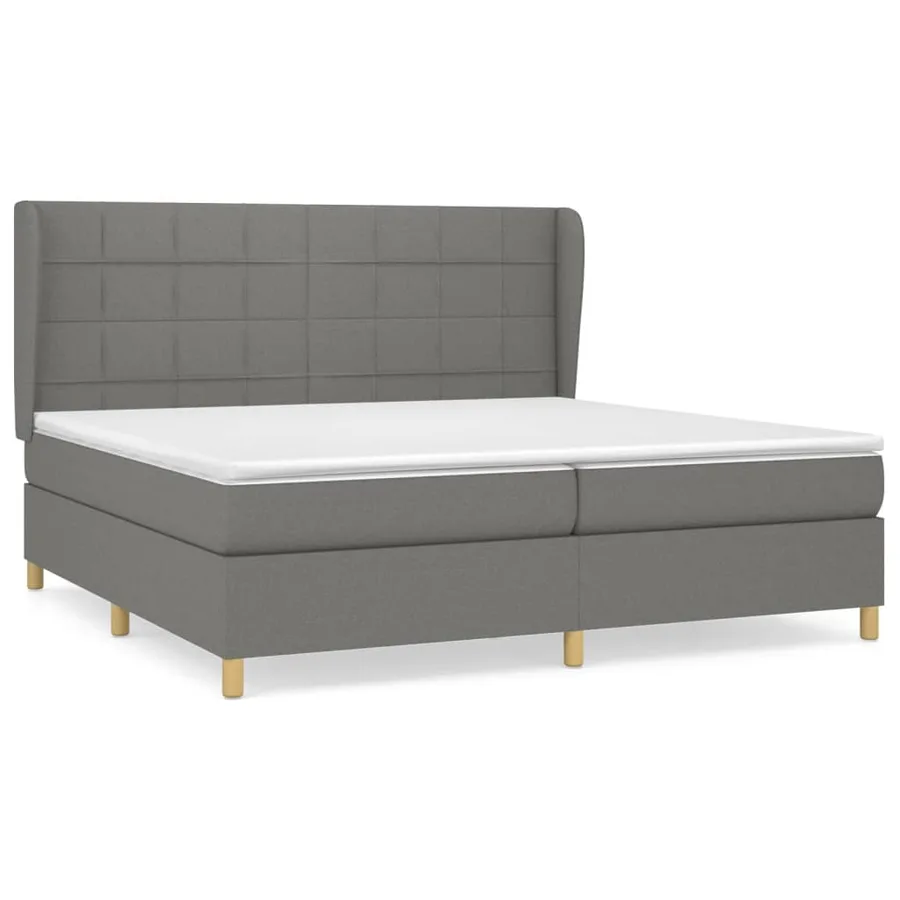 Sommier à lattes de lit avec matelas Gris foncé 200x200cm Tissu - 2