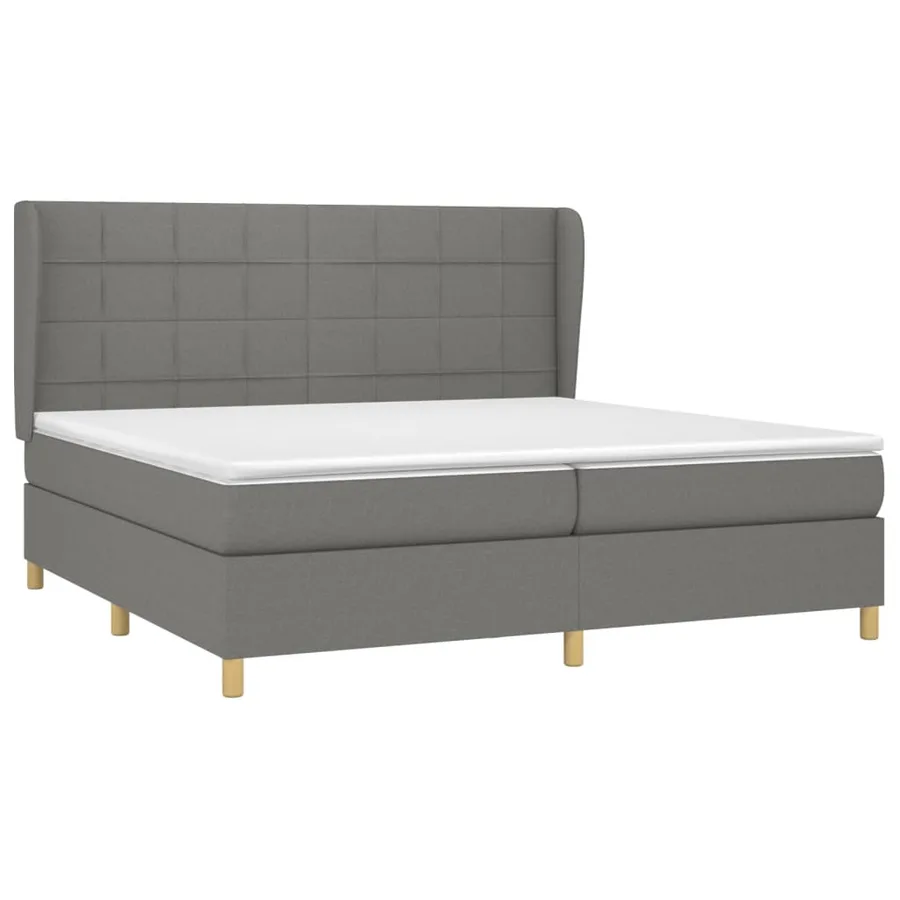 Sommier à lattes de lit avec matelas Gris foncé 200x200cm Tissu - 3