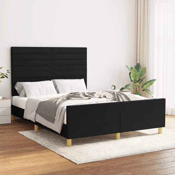 Cadre de lit sans matelas noir 140x200 cm tissu