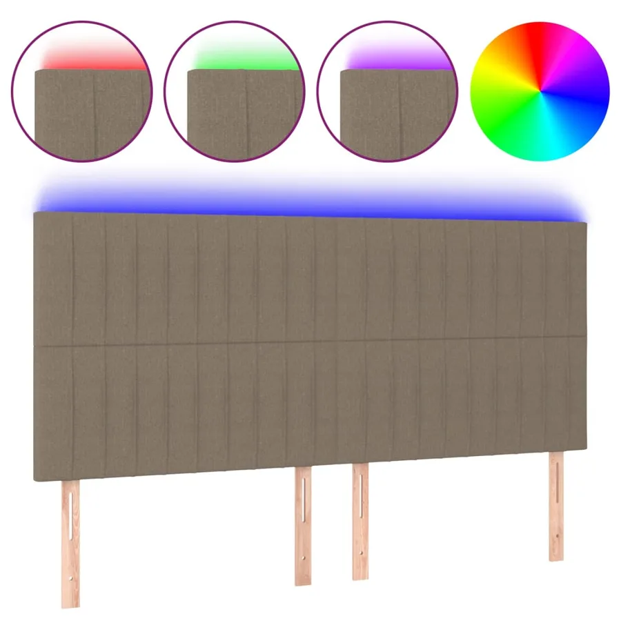 Tête de lit à LED Taupe 180x5x118/128 cm Tissu - 2
