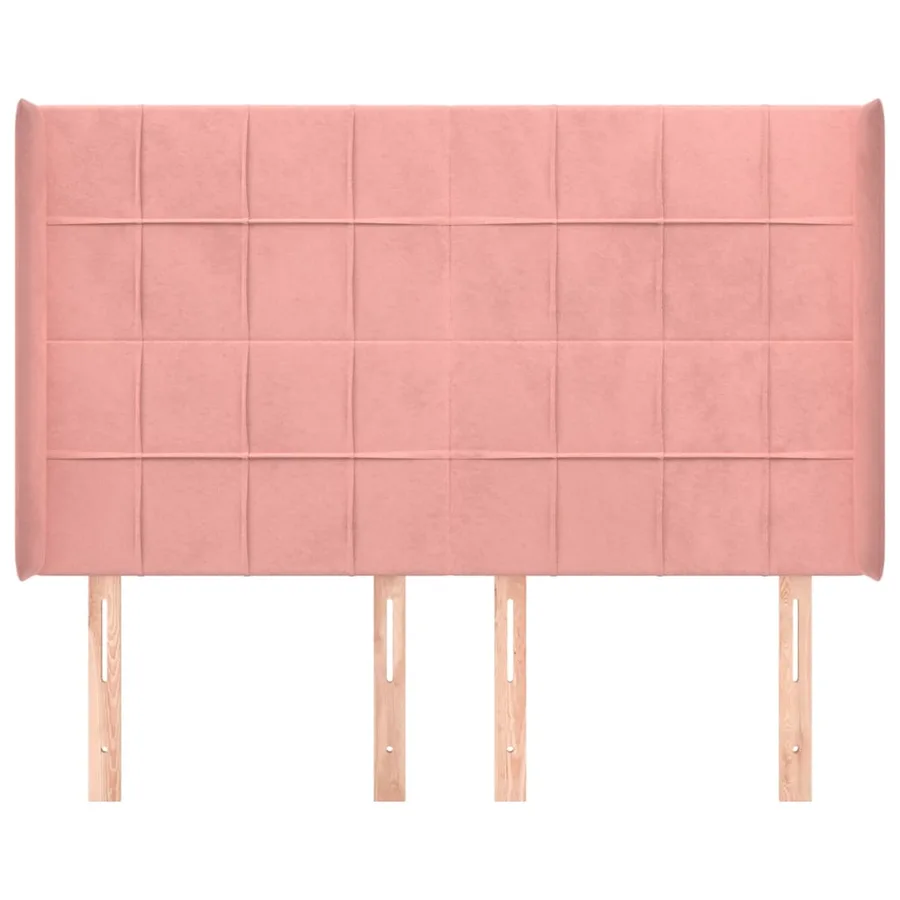 Tête de lit avec oreilles Rose 147x16x118/128 cm Velours - 3