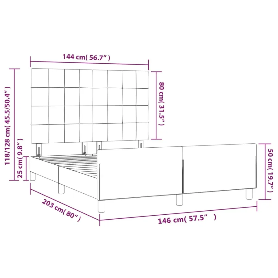 Cadre de lit sans matelas rose 140x200 cm velours - 14