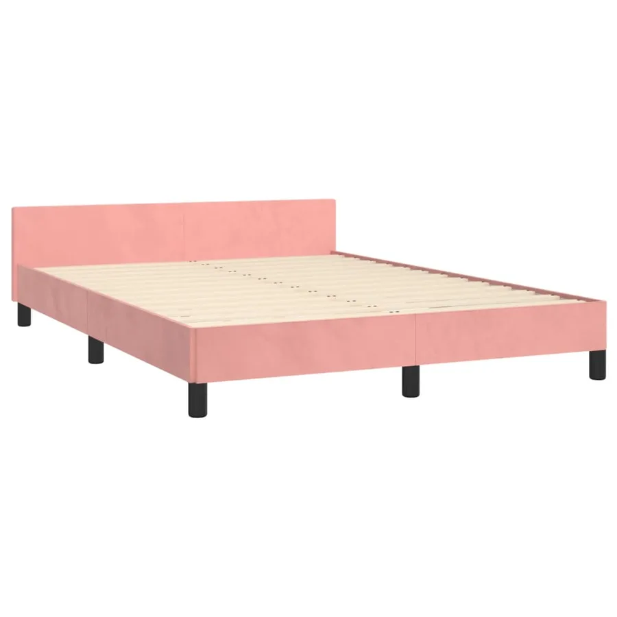 Cadre de lit sans matelas rose 140x200 cm velours - 5