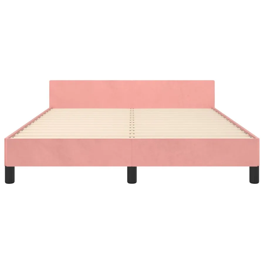 Cadre de lit sans matelas rose 140x200 cm velours - 6