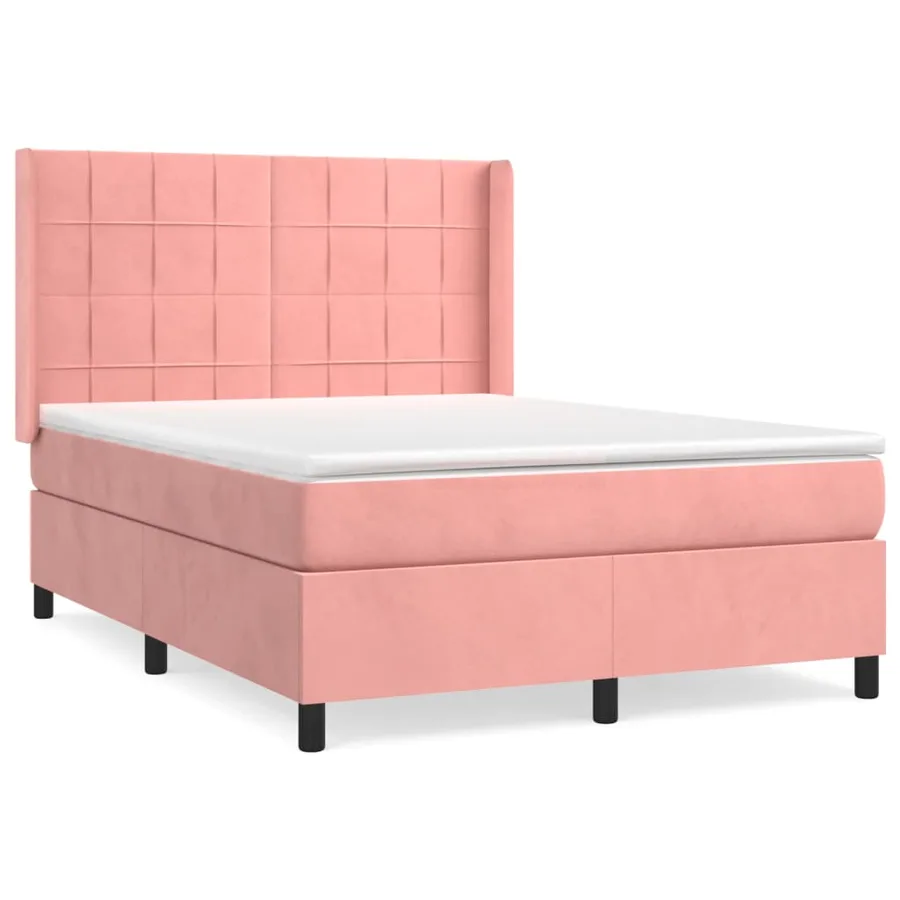 Sommier à lattes de lit avec matelas Rose 140x190 cm Velours - 2