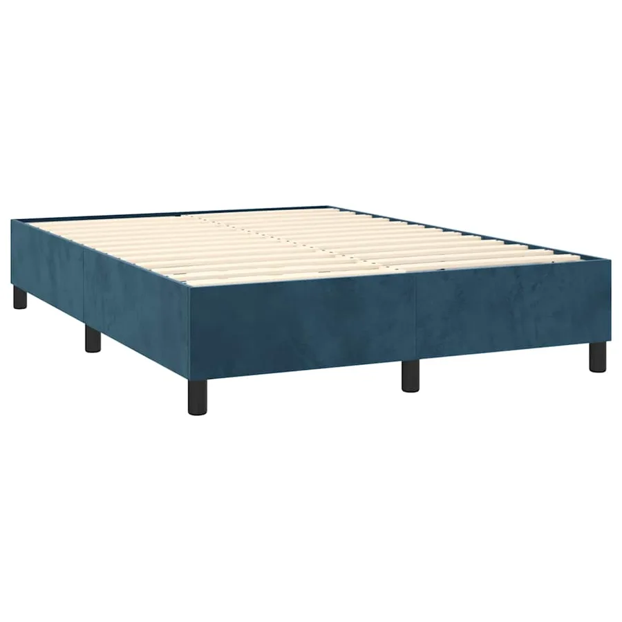 Sommier à lattes de lit et matelas Bleu foncé 140x200cm Velours - 4