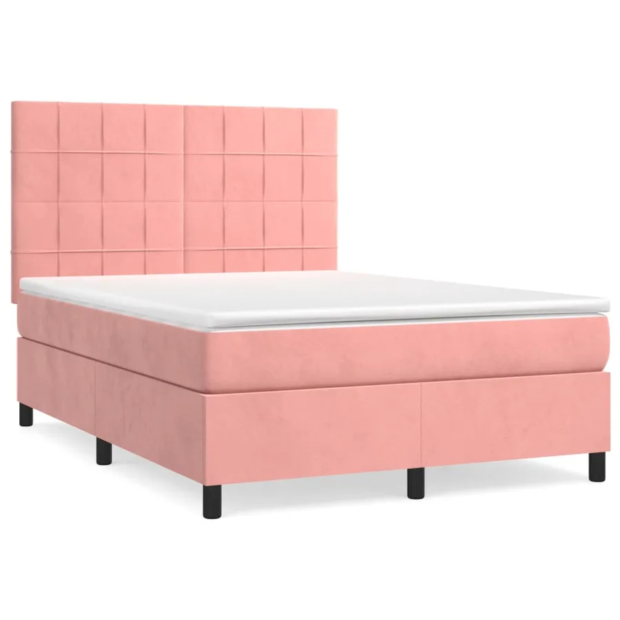 Sommier à lattes de lit avec matelas Rose 140x190 cm Velours - 2