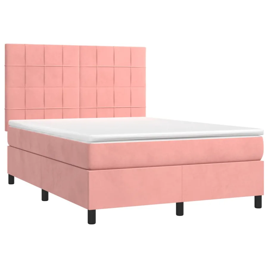 Sommier à lattes de lit avec matelas Rose 140x190 cm Velours - 3