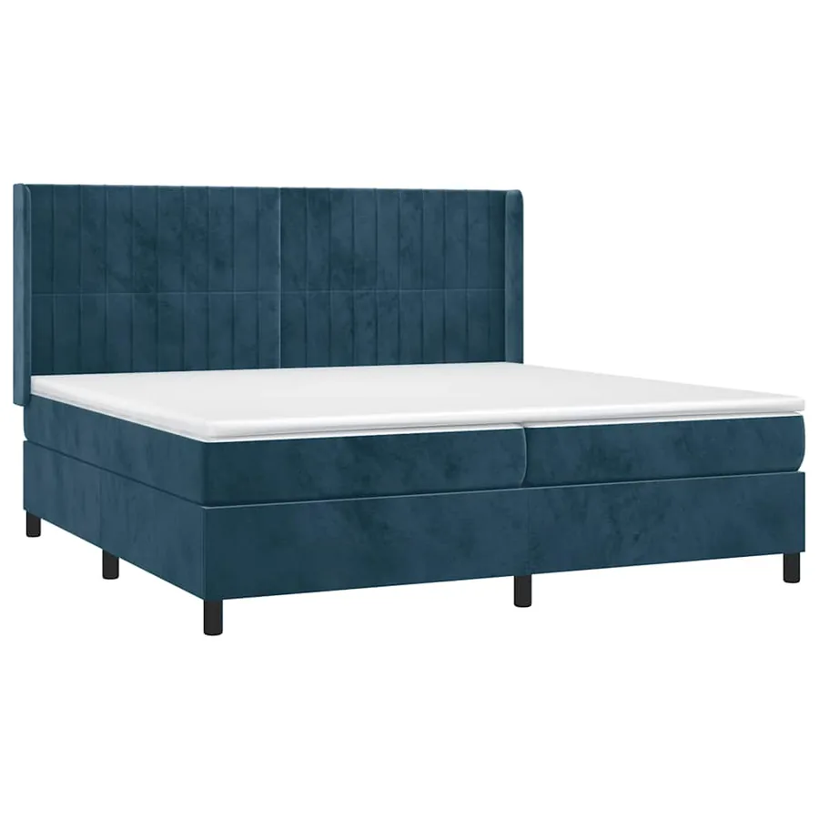 Sommier à lattes de lit matelas et LED Bleu foncé 200x200 cm - 3