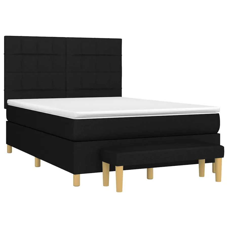 Sommier à lattes de lit avec matelas Noir 140x190 cm Tissu - 3