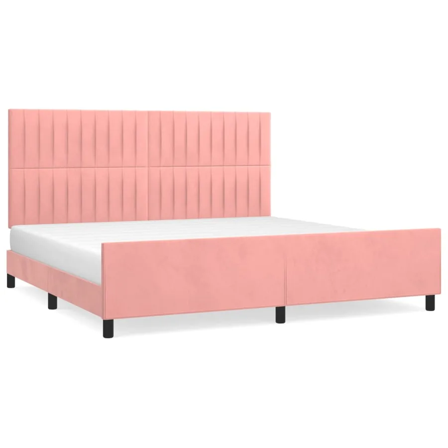 Cadre de lit sans matelas rose 200x200 cm velours - 2