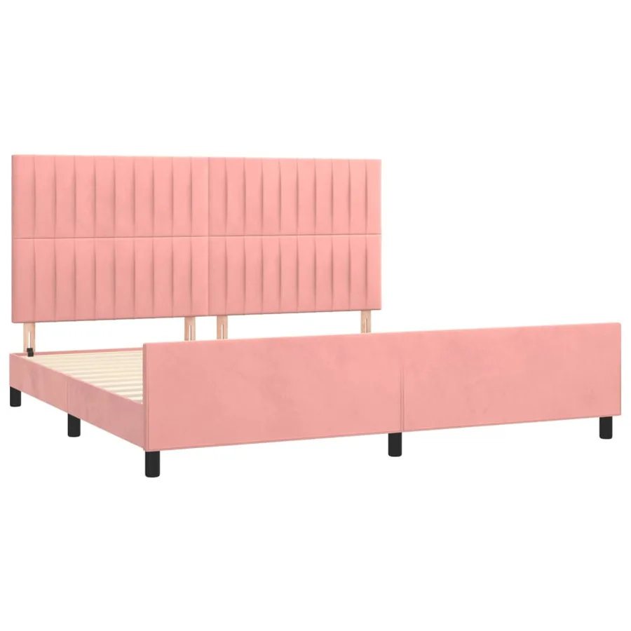 Cadre de lit sans matelas rose 200x200 cm velours - 4