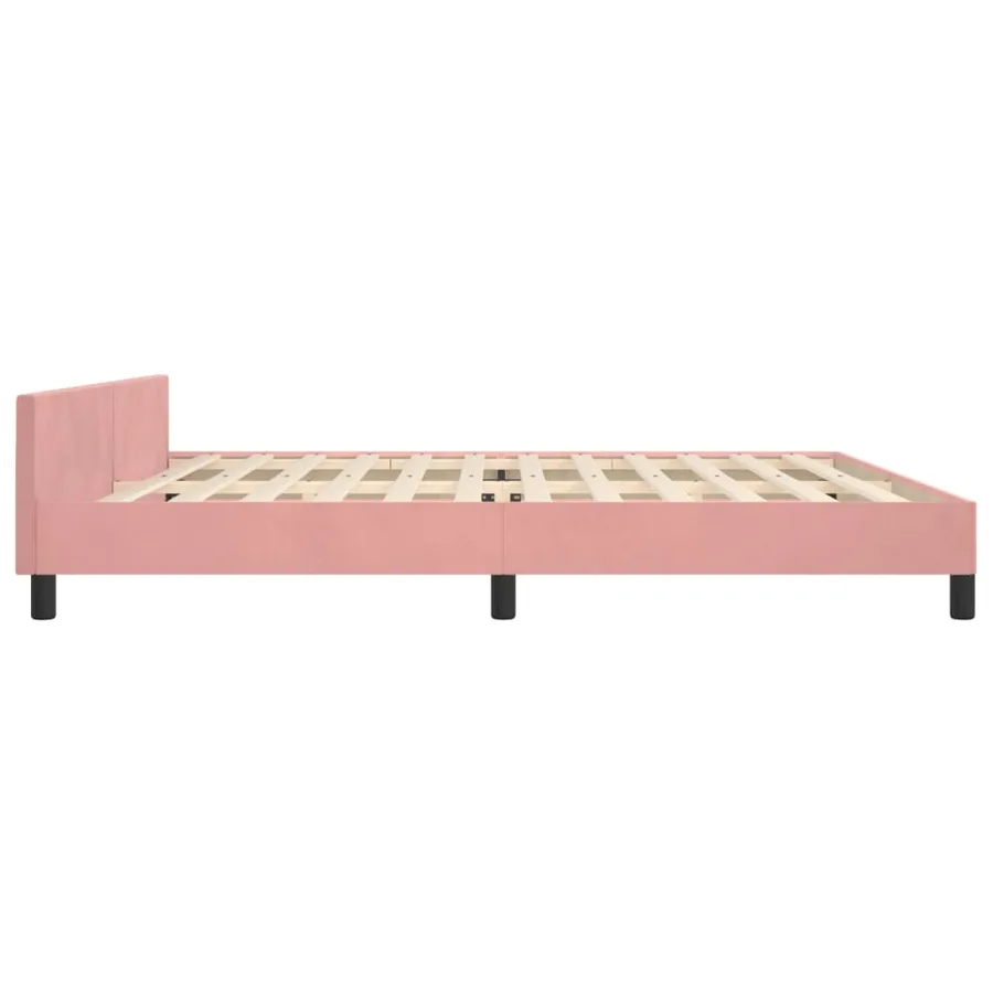Cadre de lit sans matelas rose 200x200 cm velours - 7