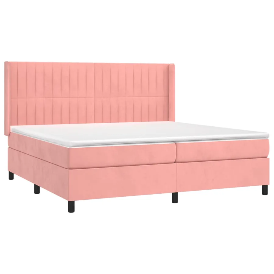 Sommier à lattes de lit matelas et LED Rose 200x200 cm Velours - 4