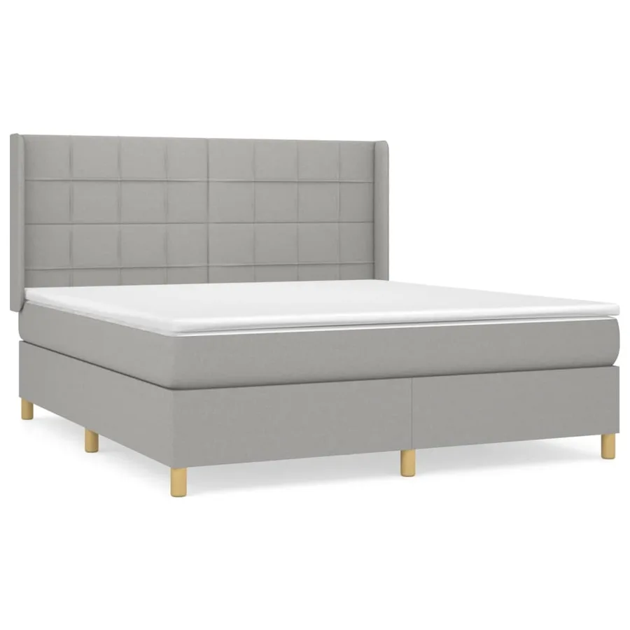 Sommier à lattes de lit avec matelas Gris clair 160x200cm Tissu - 2