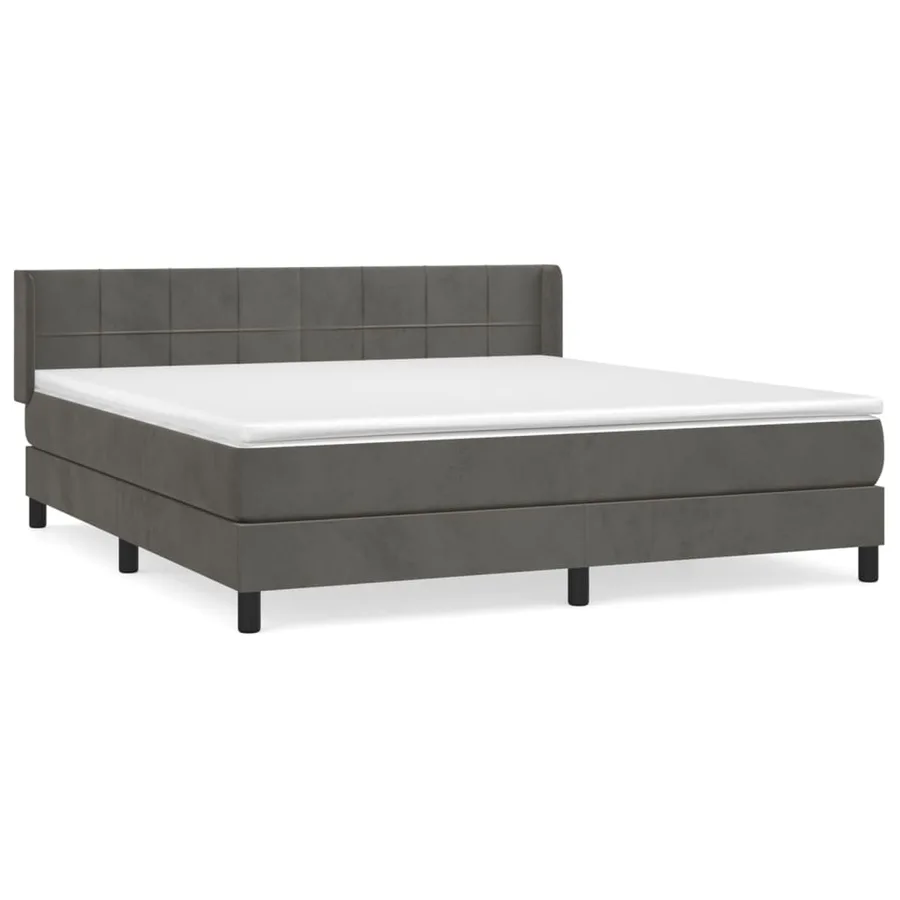 Sommier à lattes de lit et matelas Gris foncé 180x200cm Velours - 2