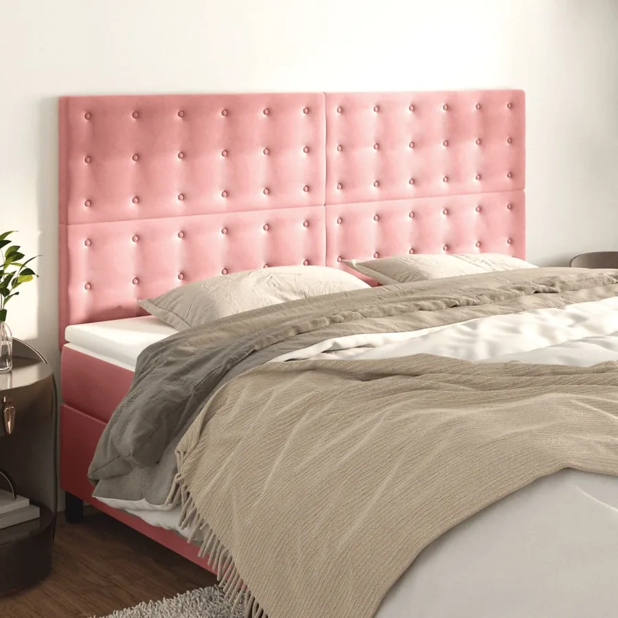 Tête de lit Rose 160x5x118/128 cm Velours