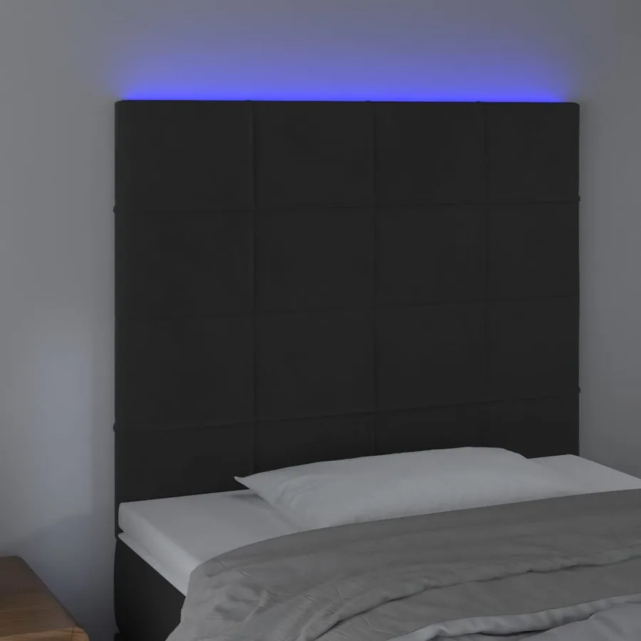 Tête de lit à LED Noir 90x5x118/128 cm Velours - 3
