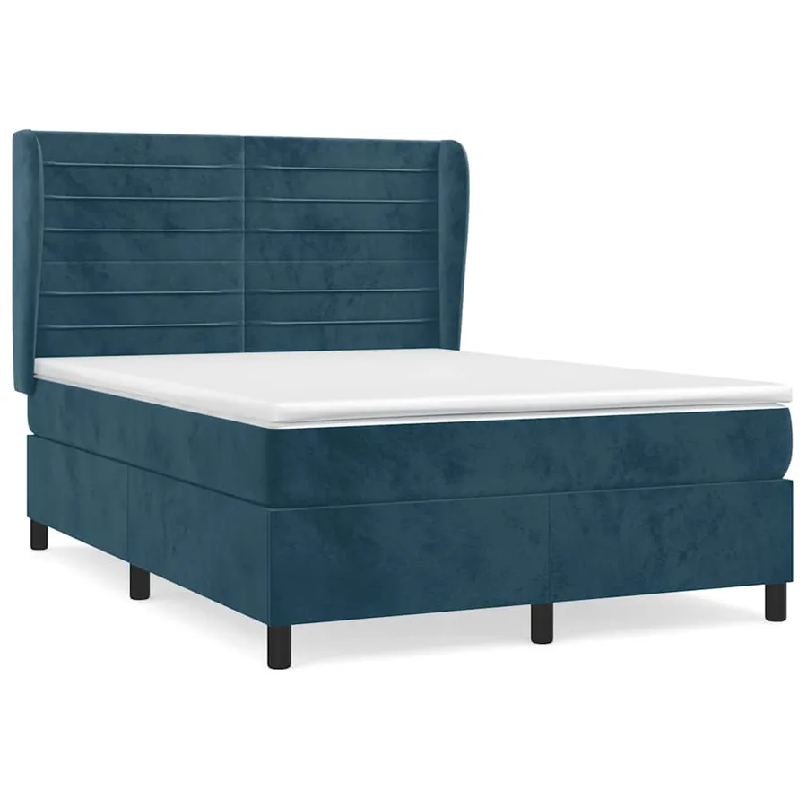 Sommier à lattes de lit et matelas Bleu foncé 140x190cm Velours - 2