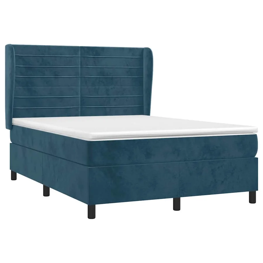 Sommier à lattes de lit et matelas Bleu foncé 140x190cm Velours - 3