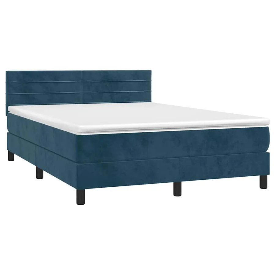 Sommier à lattes de lit avec matelas LED Bleu foncé 140x200 cm - 3