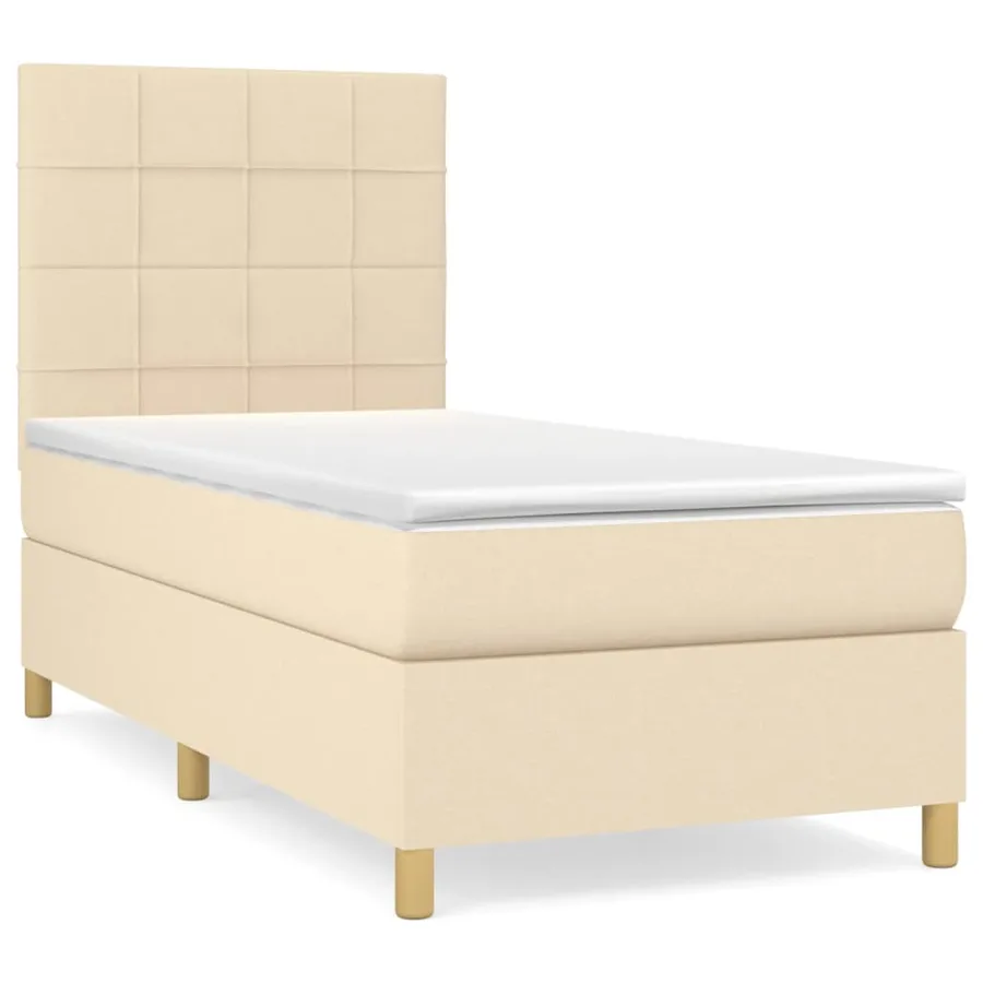 Sommier à lattes de lit avec matelas Crème 80x200 cm Tissu - 2