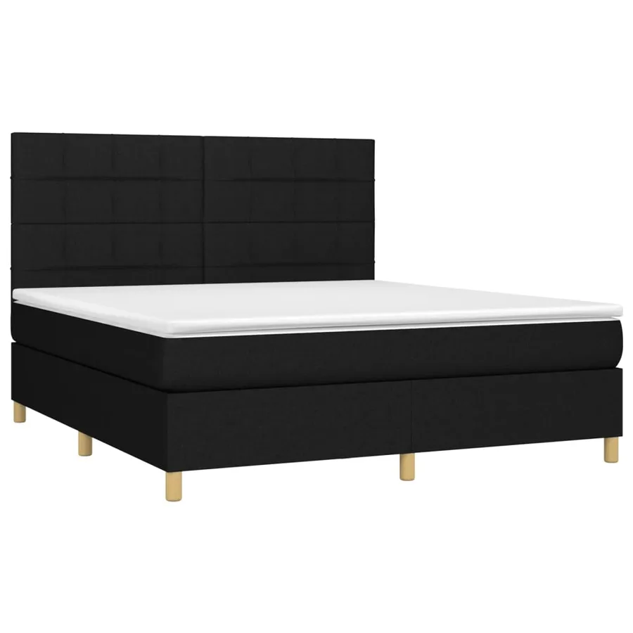 Sommier à lattes de lit avec matelas Noir 160x200 cm Tissu - 3