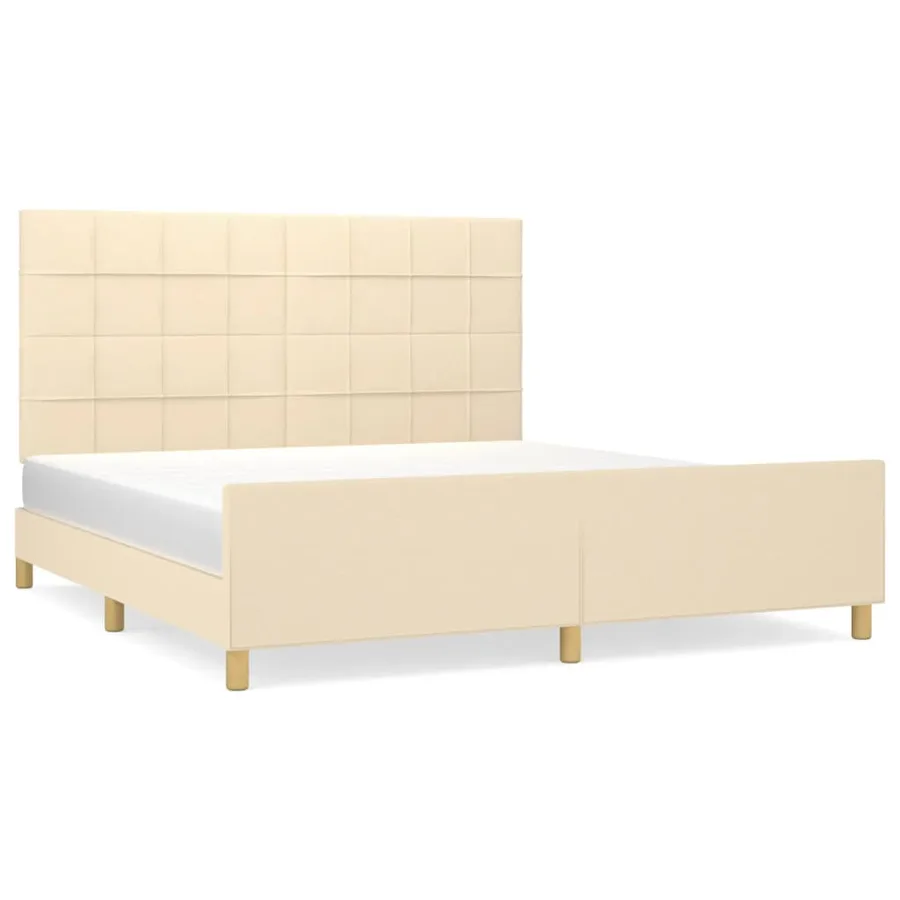 Cadre de lit sans matelas crème 160x200 cm tissu - 2