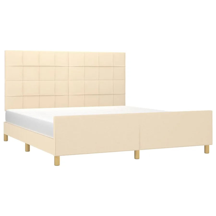 Cadre de lit sans matelas crème 160x200 cm tissu - 3