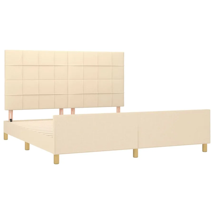 Cadre de lit sans matelas crème 160x200 cm tissu - 4