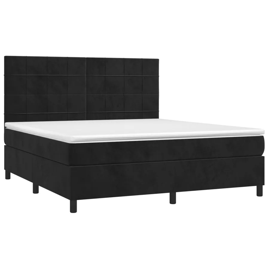 Sommier à lattes de lit avec matelas Noir 180x200 cm Velours - 3
