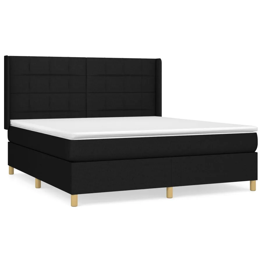 Sommier à lattes de lit avec matelas Noir 160x200 cm Tissu - 2
