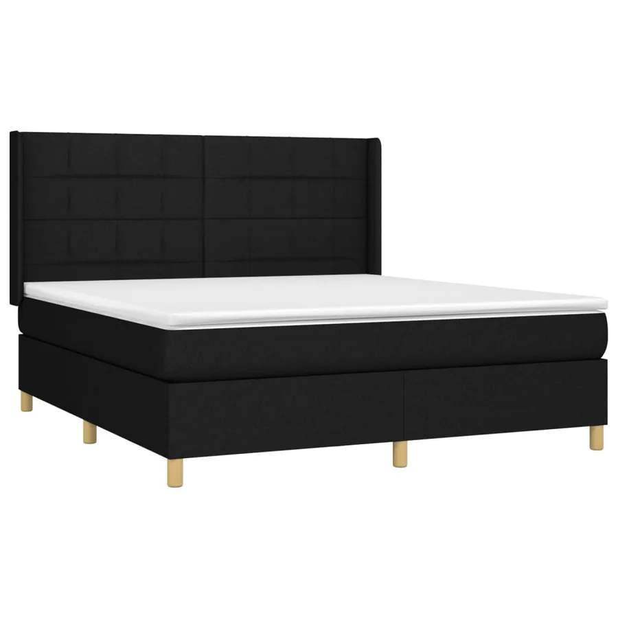 Sommier à lattes de lit avec matelas Noir 160x200 cm Tissu - 3
