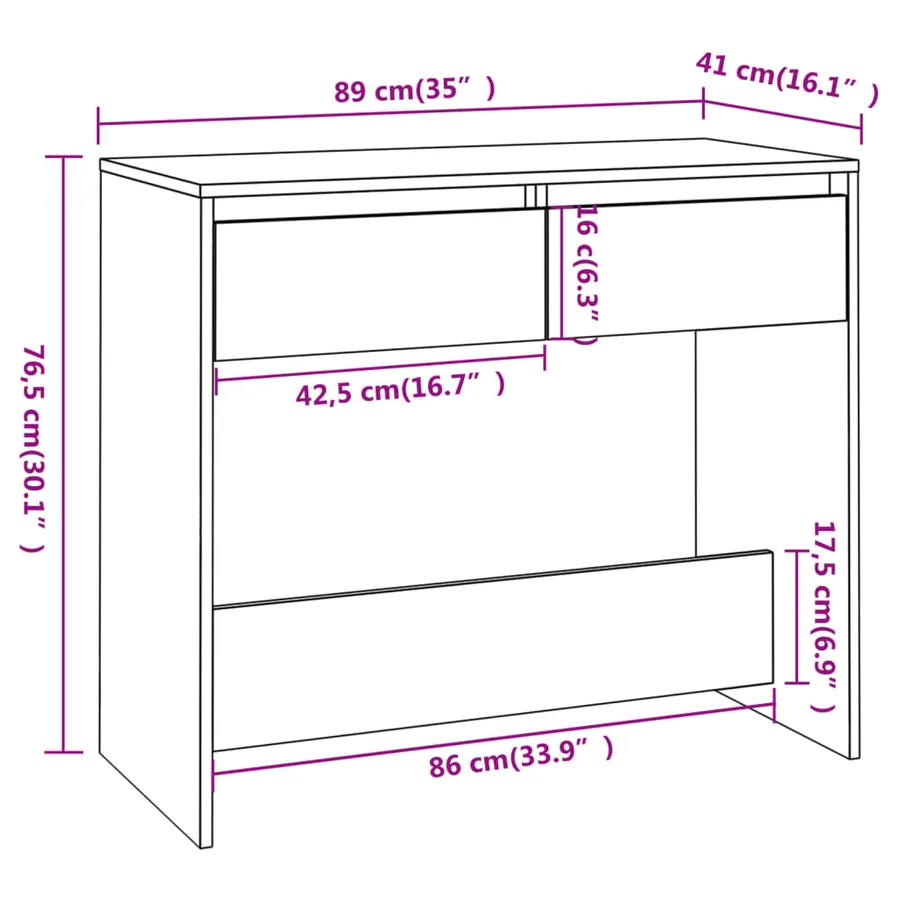 Table console gris béton 89x41x76,5 cm bois d'ingénierie - 8