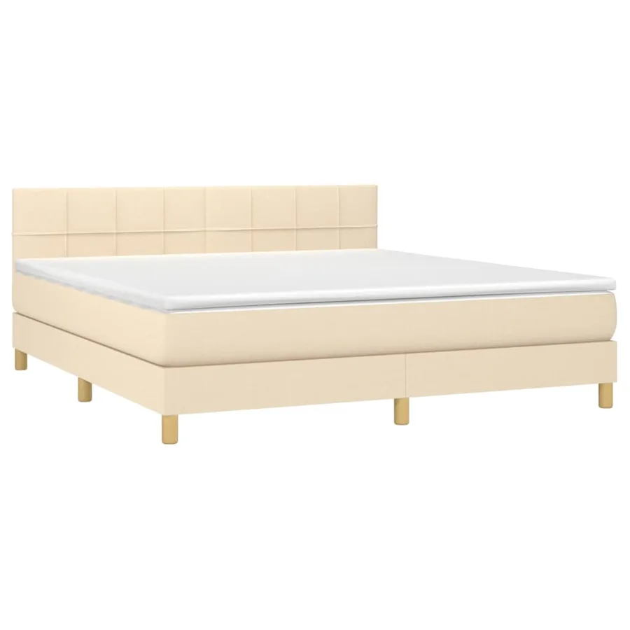 Sommier à lattes de lit avec matelas Crème 160x200 cm Tissu - 3