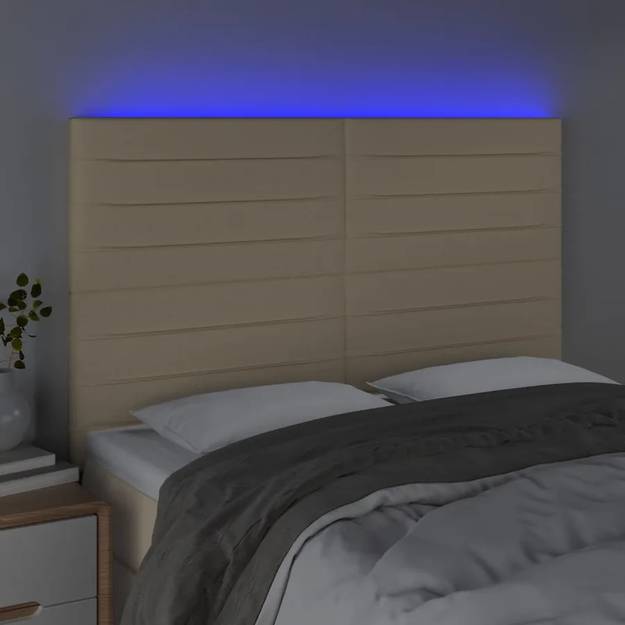 Tête de lit à LED Crème 144x5x118/128 cm Tissu - 3