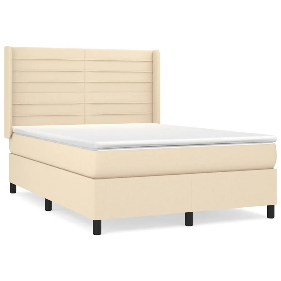Sommier à lattes de lit avec matelas Crème 140x200 cm Tissu - 2