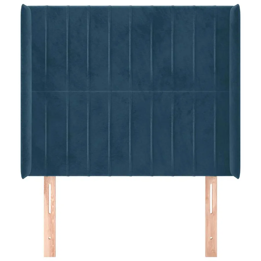 Tête de lit avec oreilles Bleu foncé 93x16x118/128 cm Velours - 3