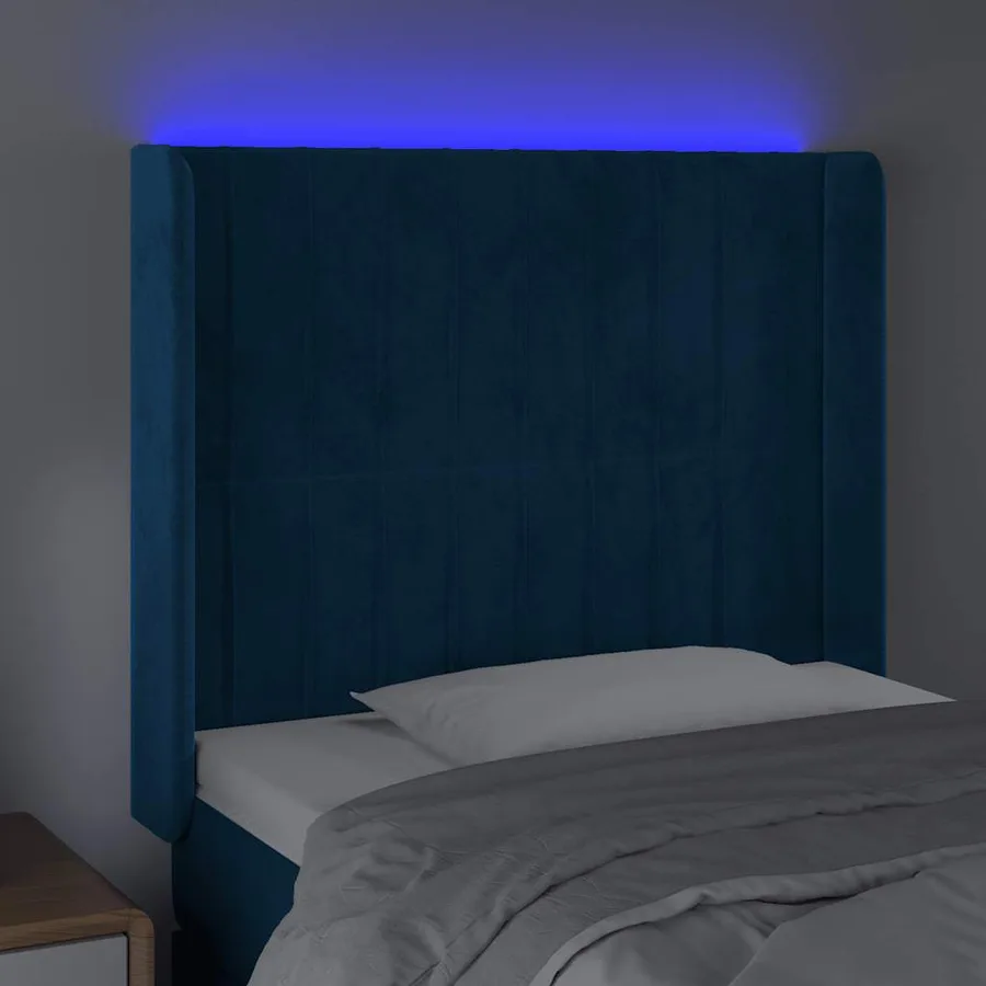 Tête de lit à LED Bleu foncé 93x16x118/128 cm Velours - 4