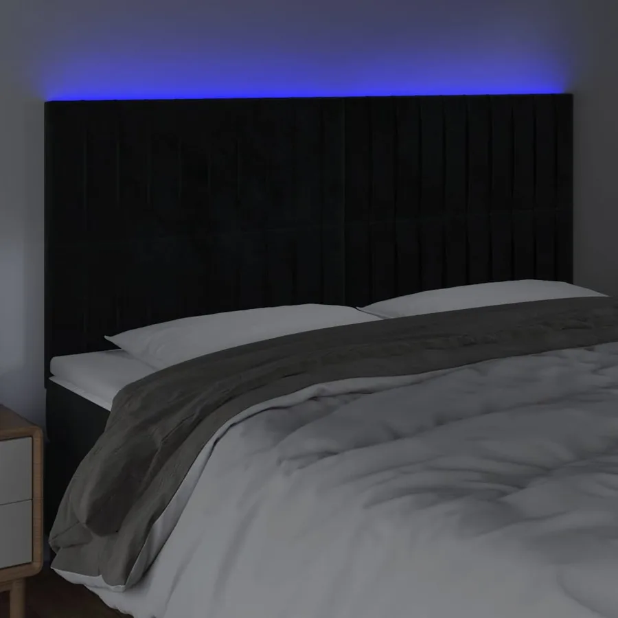 Tête de lit à LED Noir 160x5x118/128 cm Velours - 3