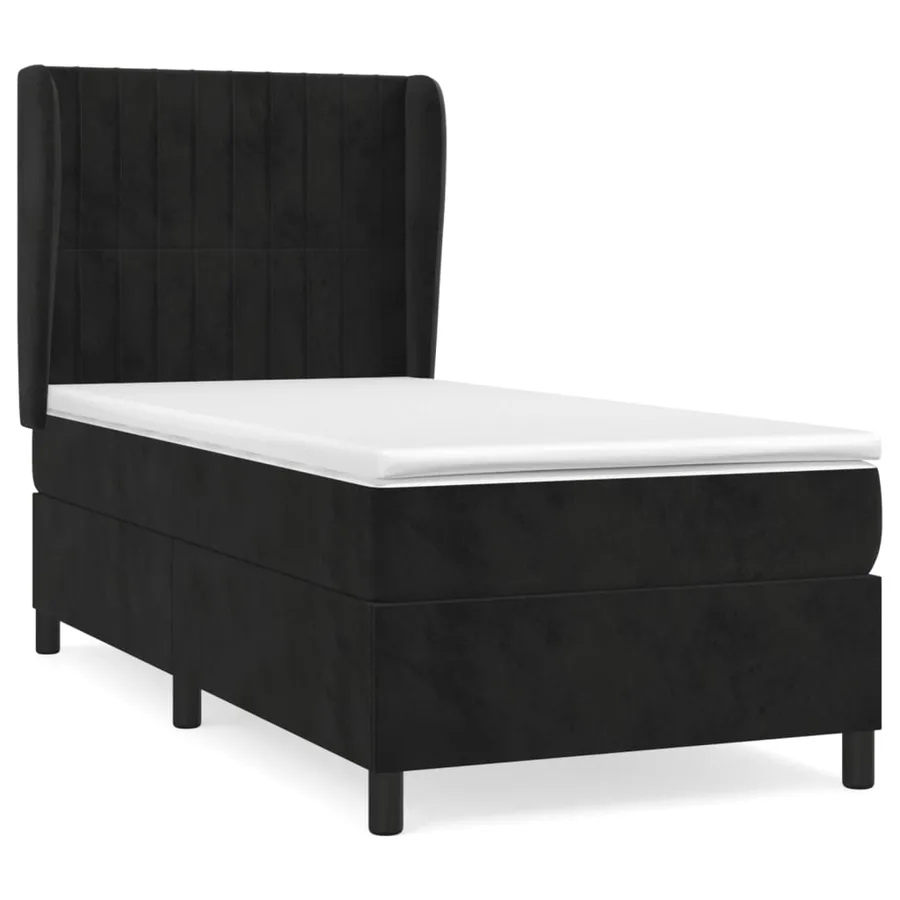 Sommier à lattes de lit et matelas Noir 80x200 cm Velours - 2
