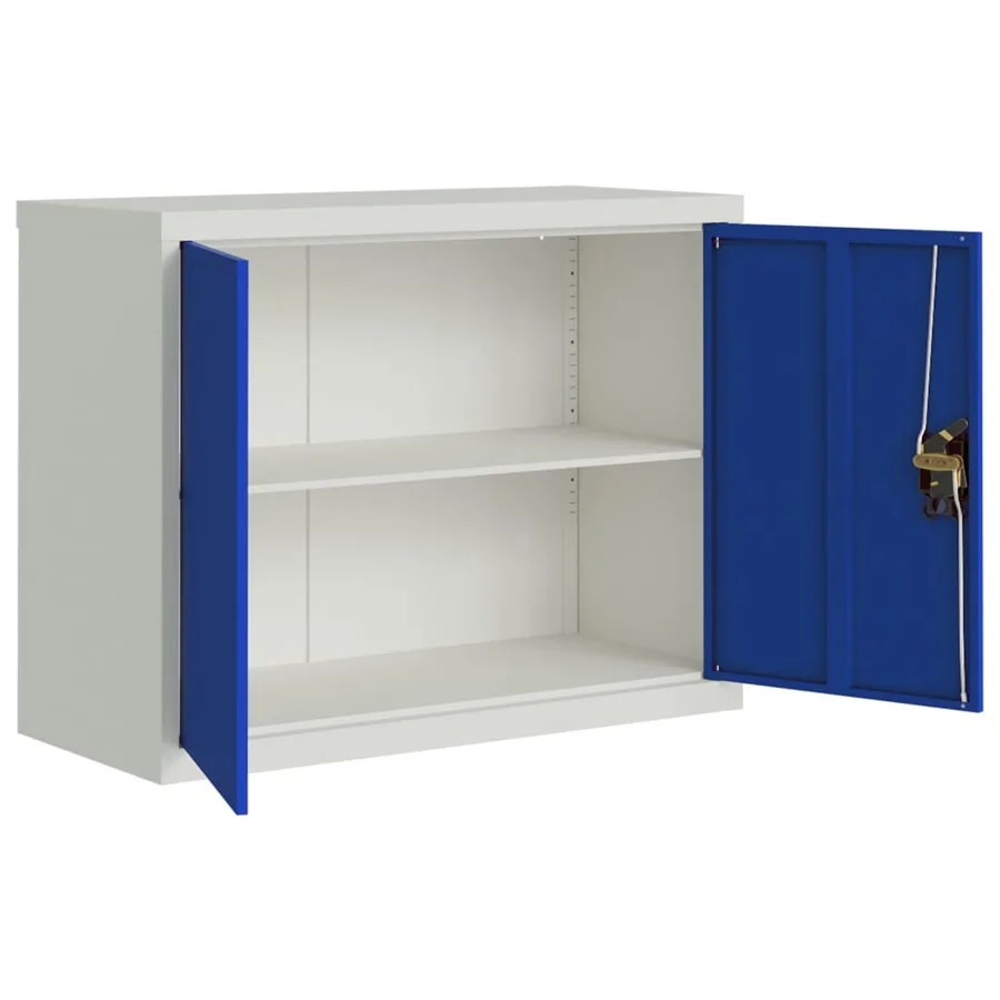 Classeur gris clair et bleu 90x40x70 cm acier - 4