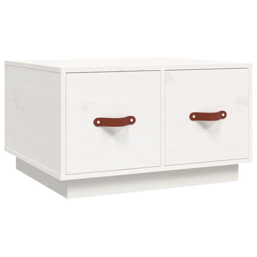 Table basse Blanc 60x53x35 cm Bois massif de pin - 2