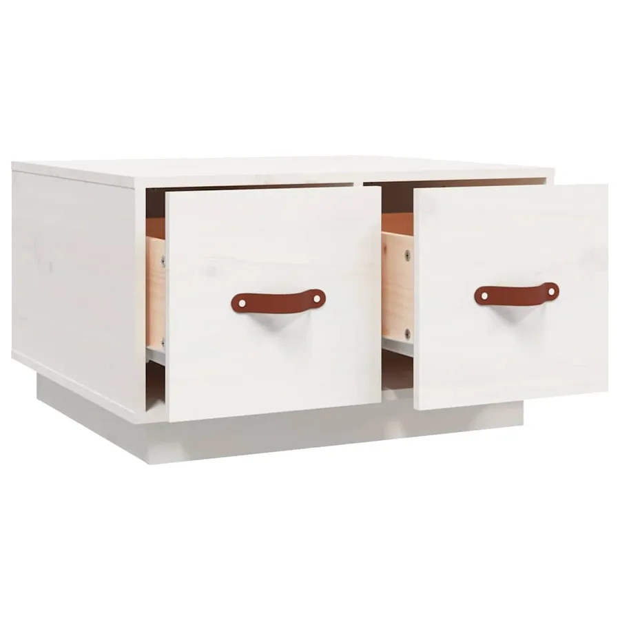 Table basse Blanc 60x53x35 cm Bois massif de pin - 7