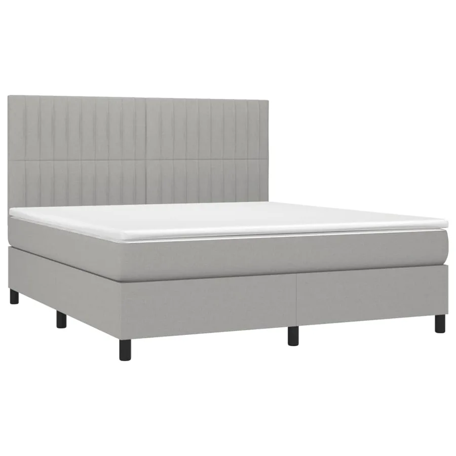 Sommier à lattes de lit avec matelas Gris clair 180x200cm Tissu - 3